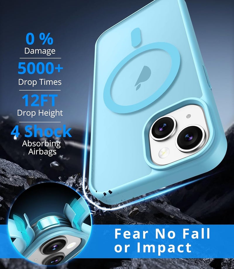 Vansdon Magnetic for iPhone 15 Case with 1 Protective Glass, Compatible with Magsafe, Military Standard Drop Protection, Translucent Matte Back, Shockproof Mobile Phone Case for iPhone 15 Case, Light - Image 2