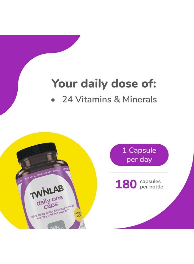 Twinlab Daily One Caps Without Iron - Nutritional Supplement with Zinc, B Vitamins, Magnesium, and More - 180 Capsules - Image 3