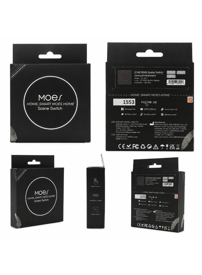 MOES Title: MOES Star Ring Smart Scene Switch – 3 Gang ZigBee Wireless Wall Remote, No Wiring, Tuya/Smart Life App Control, Battery Powered (Gray) - Image 5