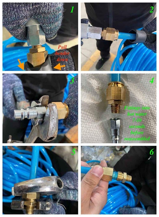 سانفو خرطوم هواء سانفو المقوى بالبولي يوريثين (PU) بقطر داخلي 3/8 بوصة × 100 قدم، غير قابل للثني مع وصلة سريعة صناعية عالية التدفق معاد تجميعها بقطر 3/8 بوصة وسدادة، ومقيد للانحناء، أزرق شفاف (100 قدم) - Image 5