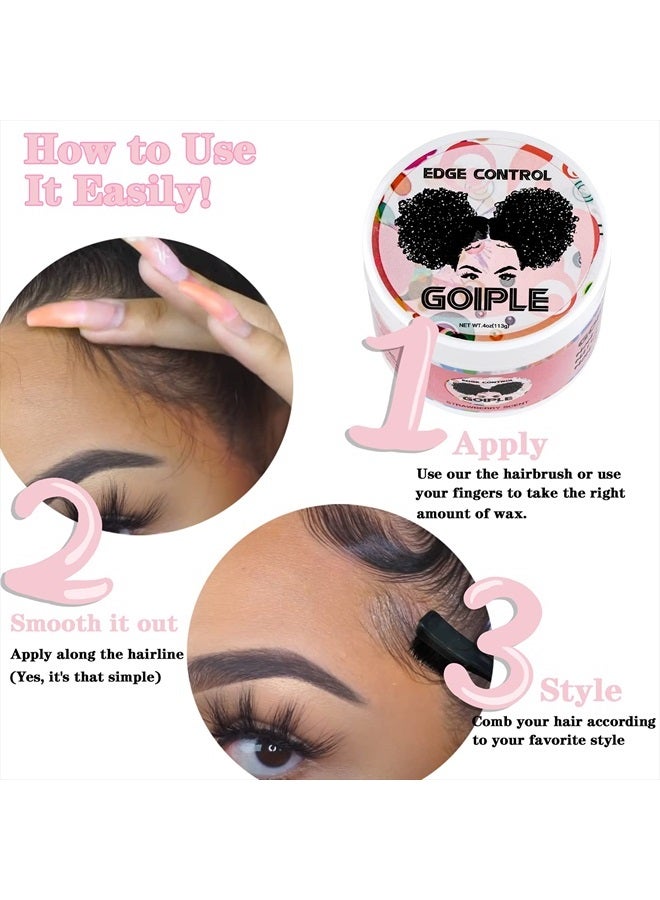 Goiple Edge Control Wax for Women Strong Hold Non-greasy Edge Smoother Strawberry Scent 4oz - Image 3