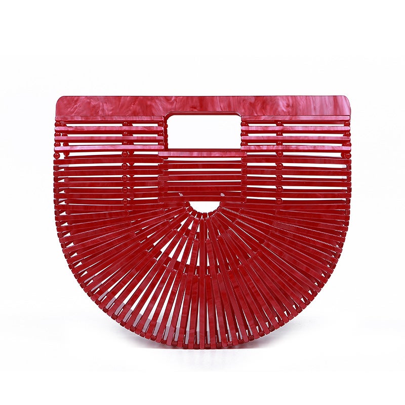New Acrylic Evening Bag Hand-Knitted Creative Women'S Basket Hand-Twisted Bag Striped Hand-Held Banquet Bag Handbag Women - Image 1