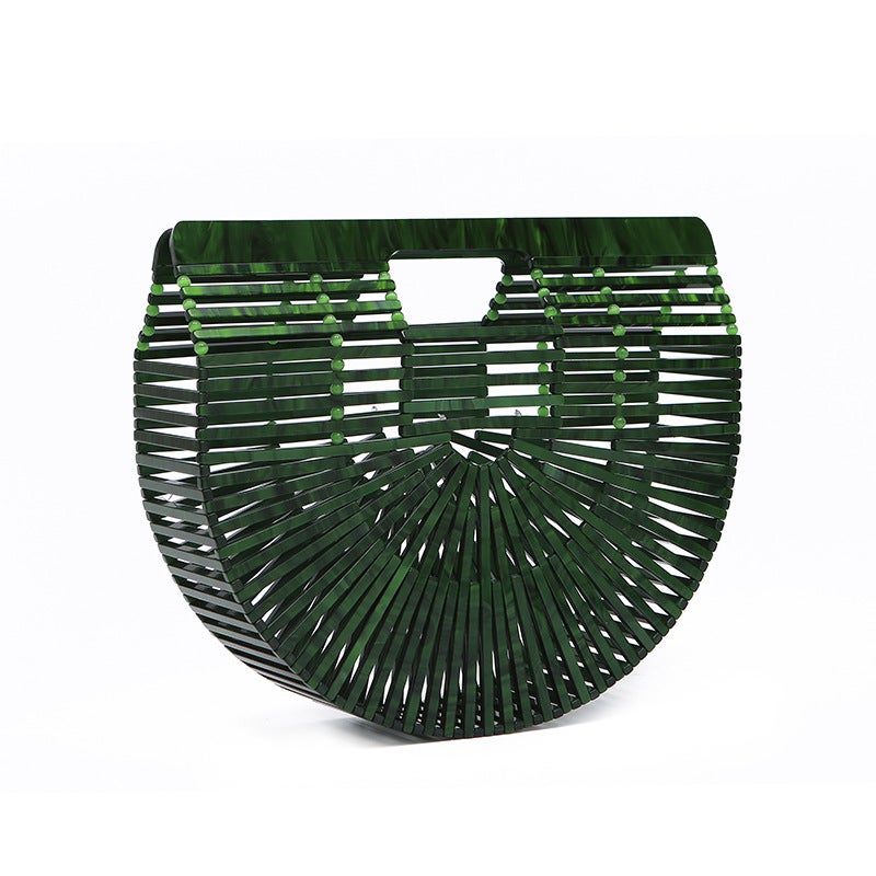 New Acrylic Evening Bag Hand-Knitted Creative Women'S Basket Hand-Twisted Bag Striped Hand-Held Banquet Bag Handbag Women - Image 3