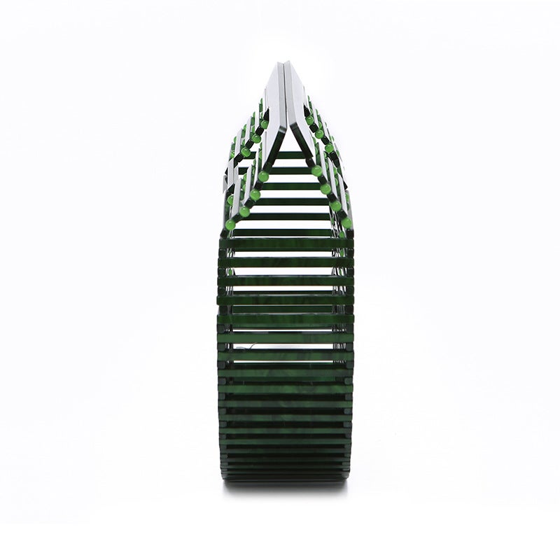New Acrylic Evening Bag Hand-Knitted Creative Women'S Basket Hand-Twisted Bag Striped Hand-Held Banquet Bag Handbag Women - Image 4