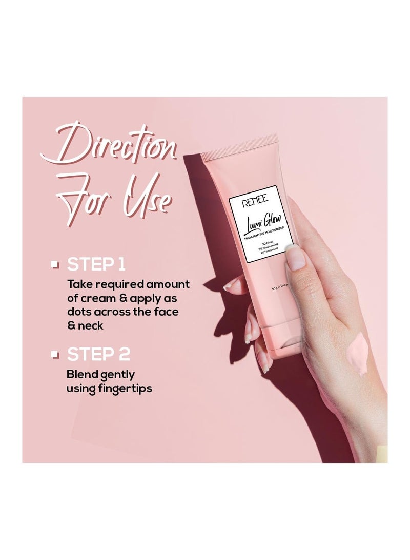 رينيه مرطب لومي جلو لتسليط الضوء، غني بـ 3% نياسيناميد و1% حمض الهيالورونيك، يمنع - 50 جم - Image 2