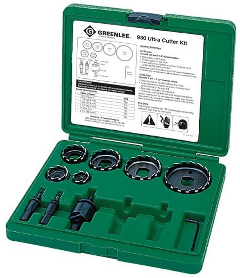 Greenlee 930 Hole Cutter Kit 9 Pc GreenBlack Small