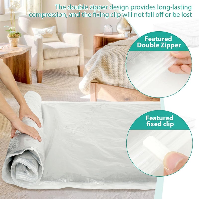 windforgecraft Mattress Vacuum Bag Double Zip Seal Mattress Compression Vacuum Storage Bags Memory Foam Latex Mattress Storage Bags Space Saver for Easy Moving Shipping and Storing - Image 5