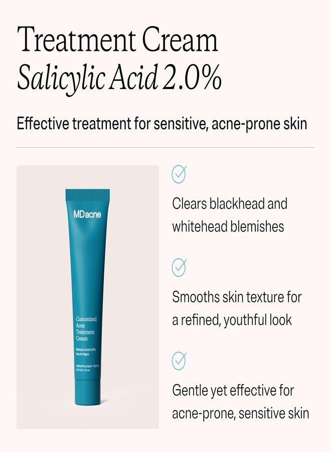 MDacne كريم علاج حب الشباب MDacne حمض الساليسيليك 2.0% - مقشر للوجه يفتح المسام، يمنع العيوب، الرؤوس السوداء، التجاعيد والخطوط الدقيقة، يقلل من التهيج للبشرة الحساسة المعرضة لحب الشباب (1 عبوة) - Image 2