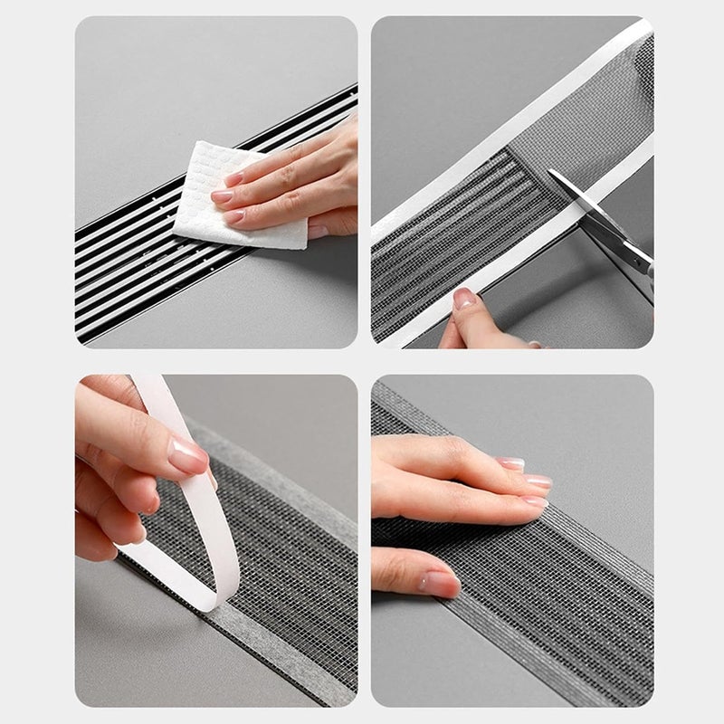 ZUMIE Sink Hair Trap Sticker - Disposable Hair Catcher Shower Drain Mesh Stickers, Cutable Shower Drain Cover Hair Catcher for Any Length, Hair Stopper for Linear Shower Drain with Removal Tool - Image 3