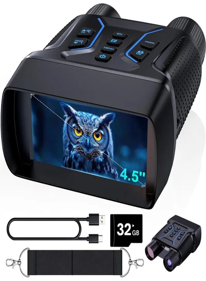 4K Night Vision Binoculars for Adults with 4.5-Inch Screen, 8X Digital Zoom, 36MP Photo & 4K Video Recording, 32GB TF Card Included, 4000mAh Battery, Type-C Fast Charging – Ideal for Camping, Hiking & Wildlife Observation - Image 1