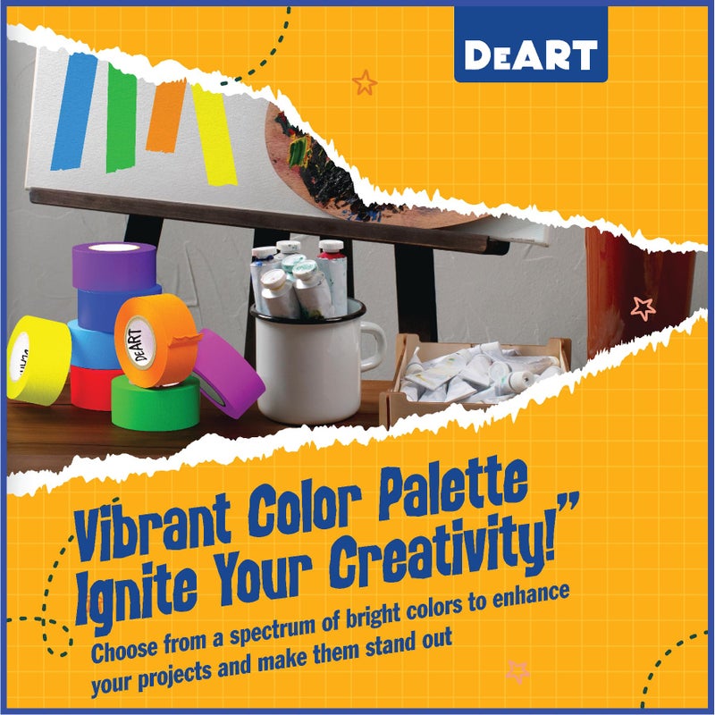 DEART 8X Colored Masking Tape, 33 Ft x 1 inch Colored Painters Tape for Arts & Crafts Labeling or Coding, Craft Supplies Color Tape Rolls, Colorful Masking Craft Tape, Lab Tape - Image 4