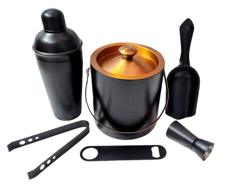 Proniks Ice Bucket (1.5Liter) with Ice Scope, Ice Tong,Opener,Peg Measure and with Cocktail Shaker (750ml) | Great bar Tools for Home bar Accessories, Mini bar, Wine Large (Medium) (Black) - Image 2