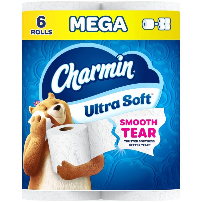 Charmin Ultra Soft Toilet Paper, 6 Mega Rolls = 24 Regular Rolls - Image 1