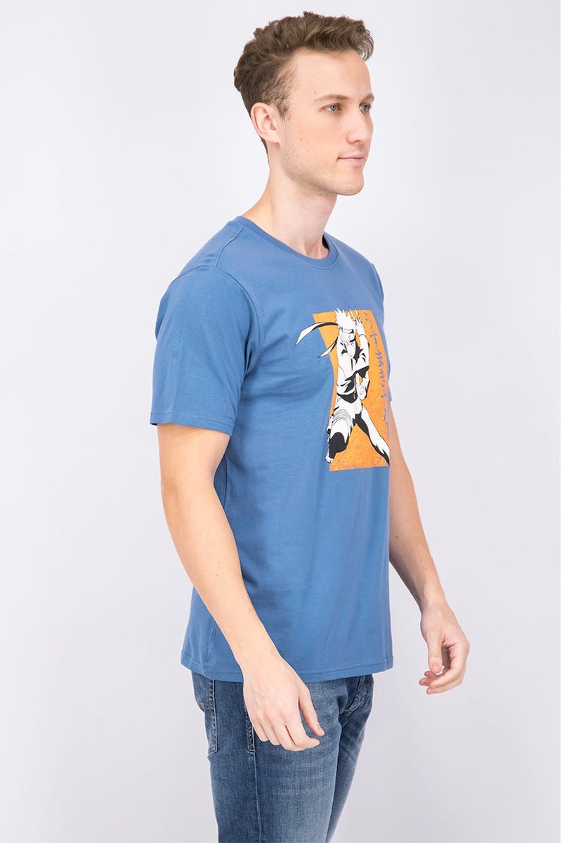 DIFUZED Men Crew Neck Short Sleeve Graphic T-shirt, Teal Blue - Image 2