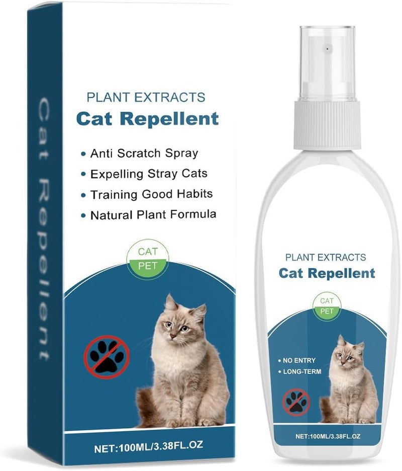 SWIUKPHE Cat Repellent Spray (100ml), Plant-Based, Non-Toxic Training Aid for Indoor Outdoor Use – Protects Furniture, Rugs, Curtains from Scratching, Digging, Chewing – Safe and Effective Deterrent - Image 1