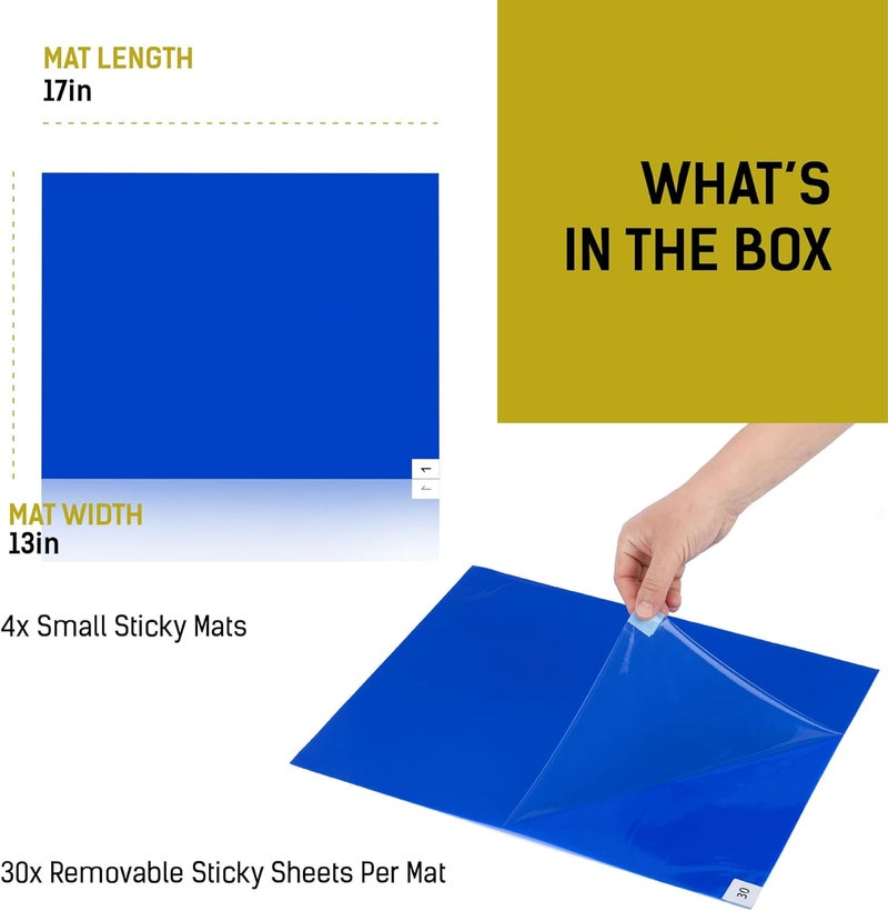 LOSTRONAUT 4-Pack Blue Sticky Mats for Construction - 17"x13" Basketball Shoe Pad - 30 Peel-Off Floor Sheets for Dirt & Hair Removal, Walk-Off Adhesive Design - Basketball Sticky Mat - Image 3