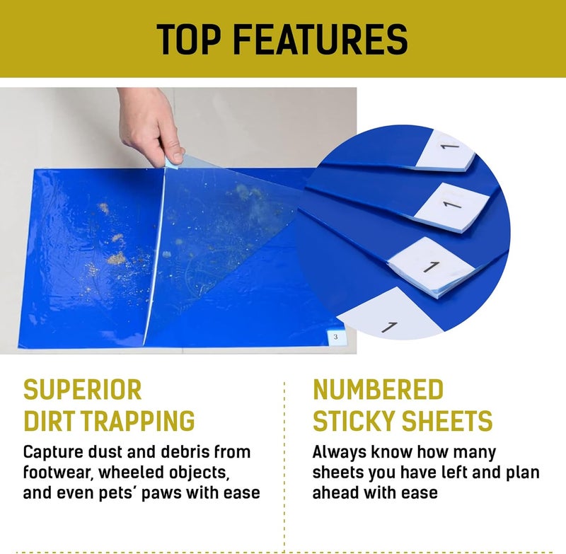 LOSTRONAUT 4-Pack Blue Sticky Mats for Construction - 17"x13" Basketball Shoe Pad - 30 Peel-Off Floor Sheets for Dirt & Hair Removal, Walk-Off Adhesive Design - Basketball Sticky Mat - Image 4