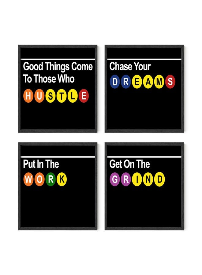 Summit Designs New York City Subway Sign, Subway New York Wall Art, NYC Wall Art - Poster Set, NYC Sign, Bedroom Decor - Hustle Grind Motivation - Set Of 4 (8x10) UNFRAMED Prints - Image 1