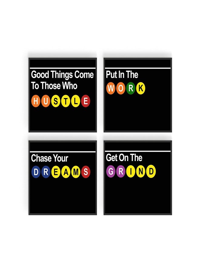 Summit Designs New York City Subway Sign, Subway New York Wall Art, NYC Wall Art - Poster Set, NYC Sign, Bedroom Decor - Hustle Grind Motivation - Set Of 4 (8x10) UNFRAMED Prints - Image 5