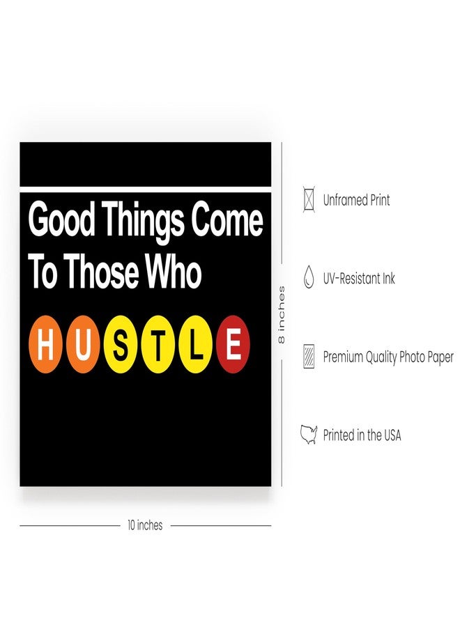 Summit Designs New York City Subway Sign, Subway New York Wall Art, NYC Wall Art - Poster Set, NYC Sign, Bedroom Decor - Hustle Grind Motivation - Set Of 4 (8x10) UNFRAMED Prints - Image 2