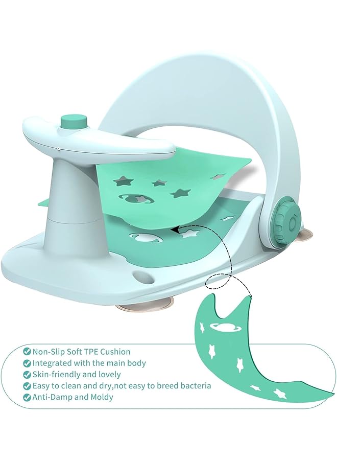 Tazweeq Bath Seat Fixed Chair With Suction Cup Design Ergonomic Non Slip Secure Infant Bather For 6 18 Months (Green Star) - Image 5