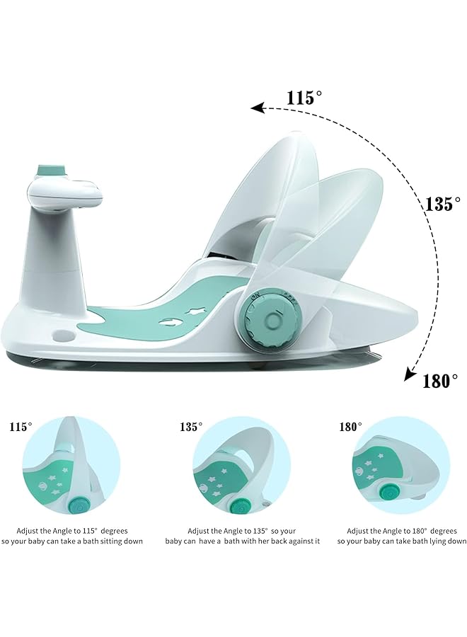 Tazweeq Bath Seat Fixed Chair With Suction Cup Design Ergonomic Non Slip Secure Infant Bather For 6 18 Months (Green Star) - Image 2