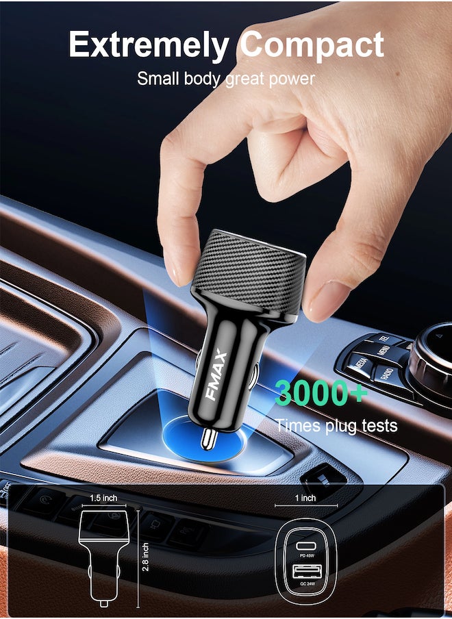 FMAX - USB C Car Charger, Apple MFI 69W Fast USB Car Charger Plug with PD&QC 3.0 Dual Port Compatible with iPhone 15/14 /13 /12 /11/10,Pixel 7,Galaxy S23 Ultra,Galaxy Z flip 4/Z fold 4,iPad - Image 1