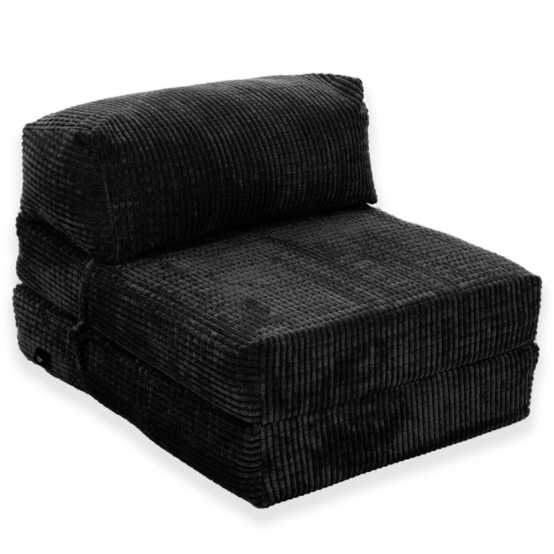 Gilda Jazz Chair Bed Fold Out Futon Single Mattress Corduroy Budget Black
