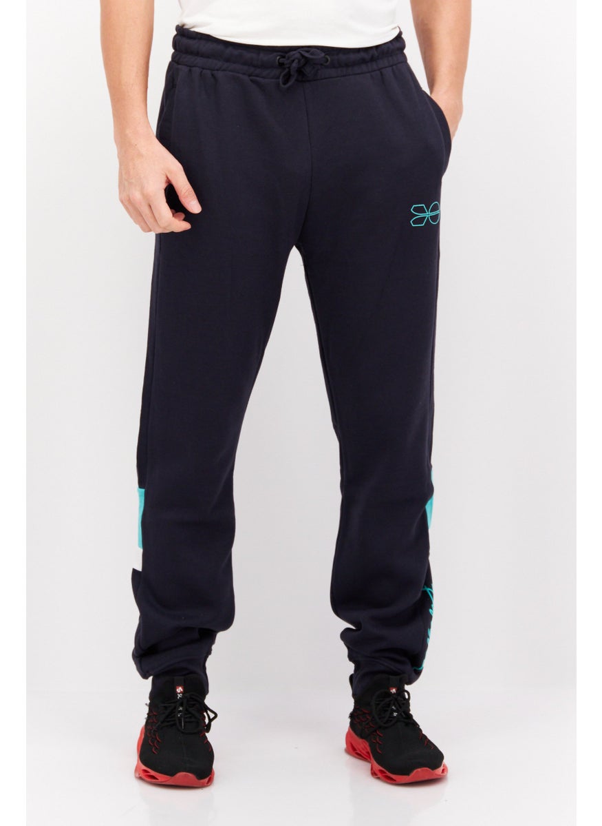 CROSSHATCH - Men Regular Fit Drawstring Brand Logo Jogger Pants, Navy - Image 1