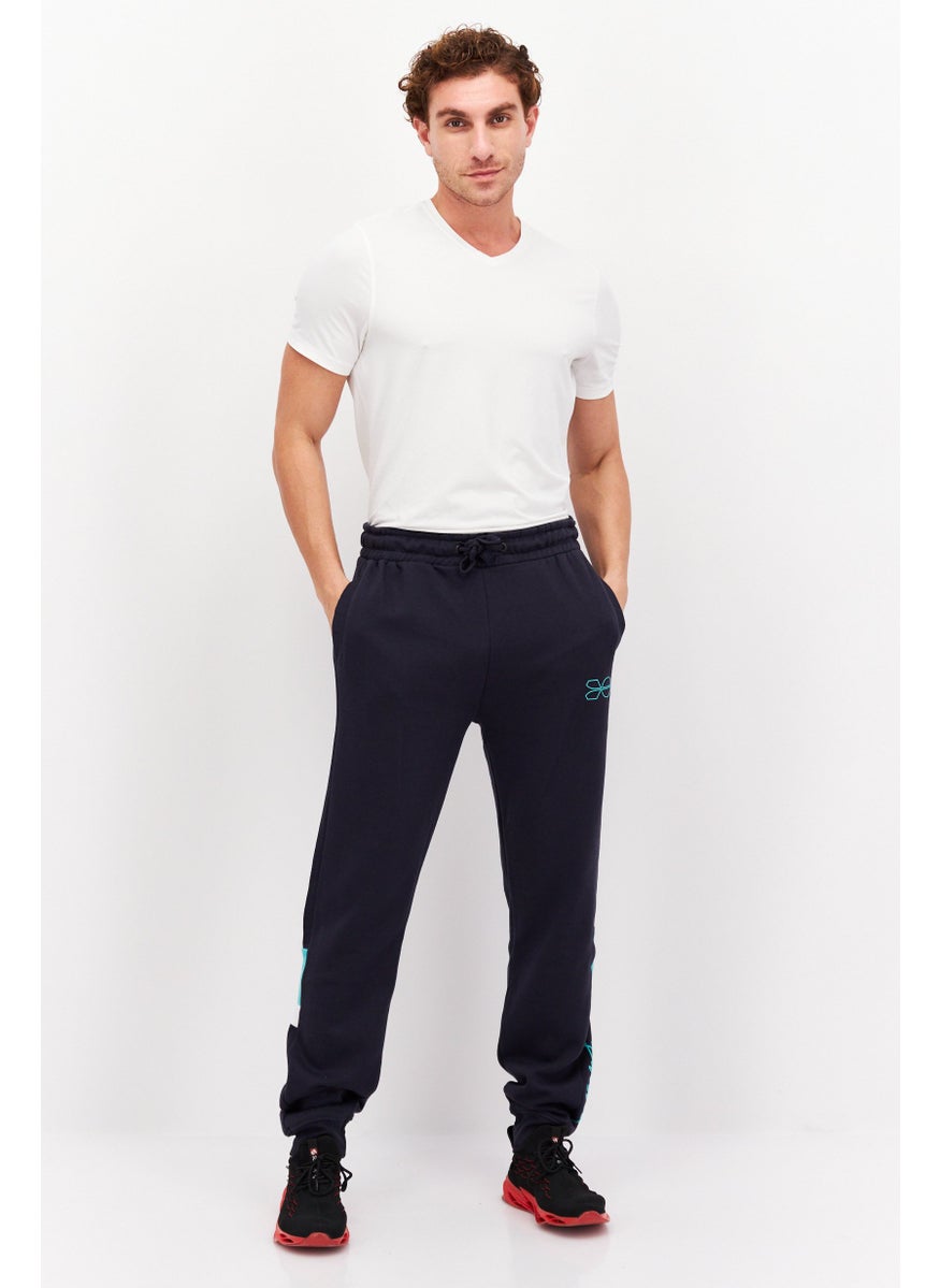 CROSSHATCH - Men Regular Fit Drawstring Brand Logo Jogger Pants, Navy - Image 1