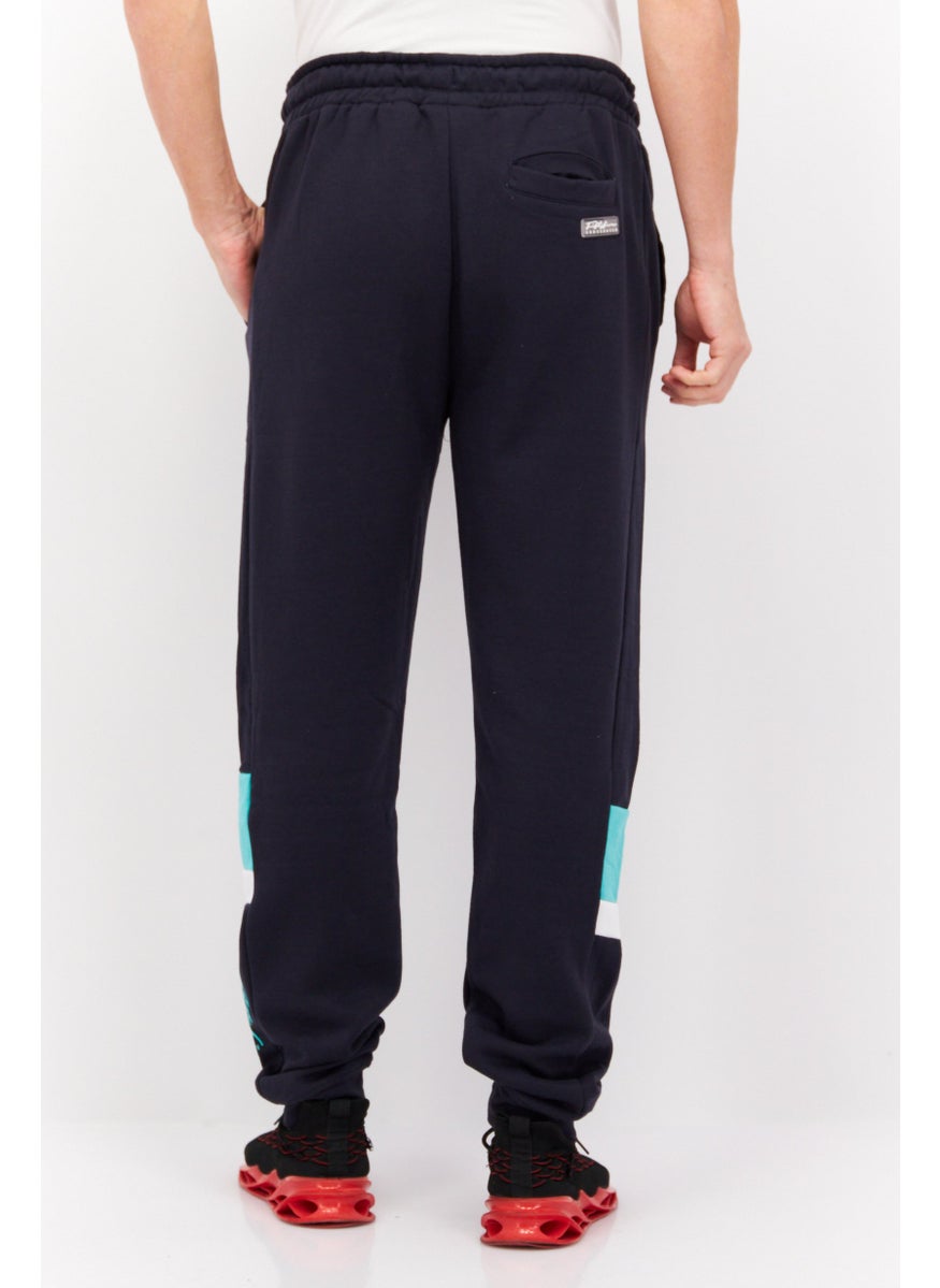 CROSSHATCH - Men Regular Fit Drawstring Brand Logo Jogger Pants, Navy - Image 1