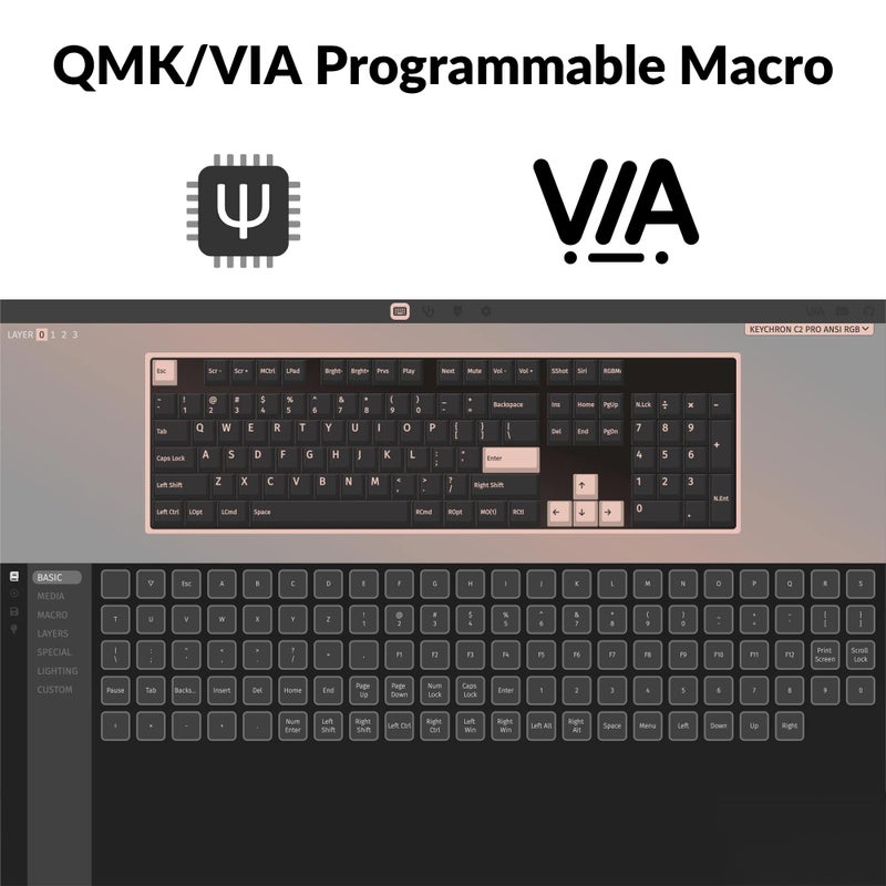 Keychron C2 Pro Wired Custom Mechanical Keyboard Full Size Layout QMK/VIA Programmable Macro White Backlit with Keychron K Pro Brown Switch OEM Profile Double-Shot PBT Keycaps for Mac Windows Linux - Image 2