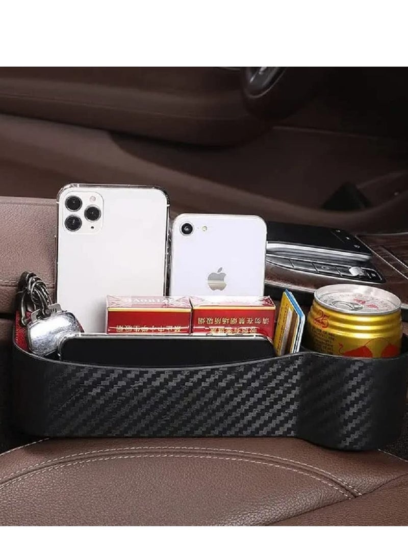 KASTWAVE Car Seat Gap Organizer, Carbon Fiber Side Insert Multifunction Center Console Pocket Gap Filler Storage Space Extra Beverages, Sunglasses, Cup Holder Interior - Image 4