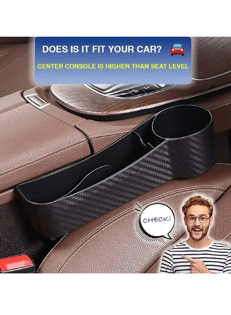 KASTWAVE Car Seat Gap Organizer, Carbon Fiber Side Insert Multifunction Center Console Pocket Gap Filler Storage Space Extra Beverages, Sunglasses, Cup Holder Interior - Image 3