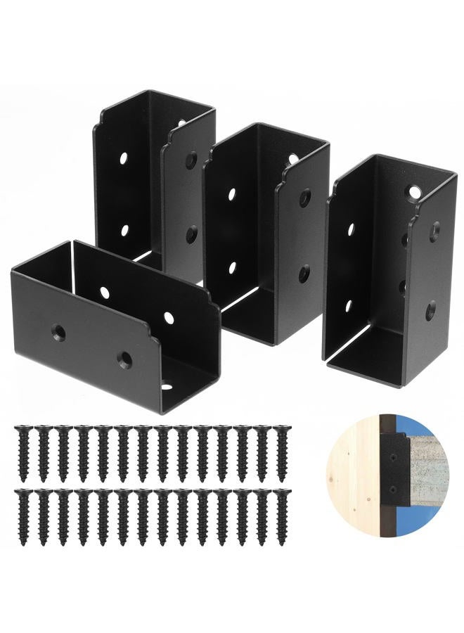 Tobeelec 4 Pcs 2" x 4" Stainless Steel Deck Railing Brackets Connectors, Black Railing Wood Post, 2x4 Brackets for Stair Fence Railings Handrail - Image 1