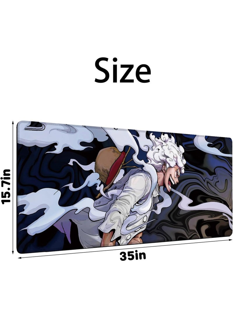 Anime Mouse Pad Gear 5 Luffy Hd Print One Piece Non-Slip Base And Stitched Edge Large Gaming For Desk 35.5 X 15.7Inch - Image 4