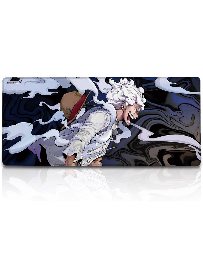 Anime Mouse Pad Gear 5 Luffy Hd Print One Piece Non-Slip Base And Stitched Edge Large Gaming For Desk 35.5 X 15.7Inch - Image 1