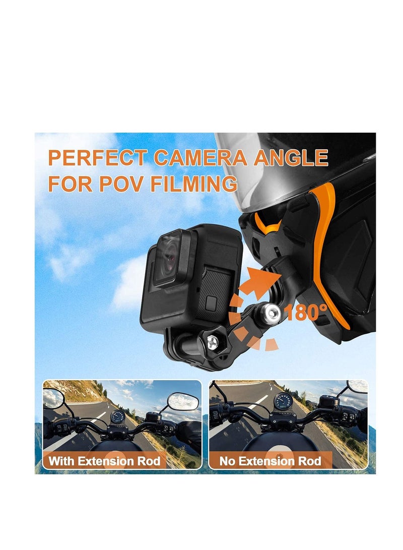 Y&D Motorcycle Helmet Chin Strap Mount Non-Slip & Shockproof Design for GoPro Hero 9,8,7,6, 5 Session, Xiaomi Yi, DJI Osmo Action, Sjcam, Campark Other Action Cameras (Orange)  - Image 3