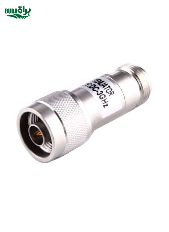 BURAQ 5W 30dBi N Female to N Male DC-13GHz Frequency Gain Attenuator(Silver)  - Image 1