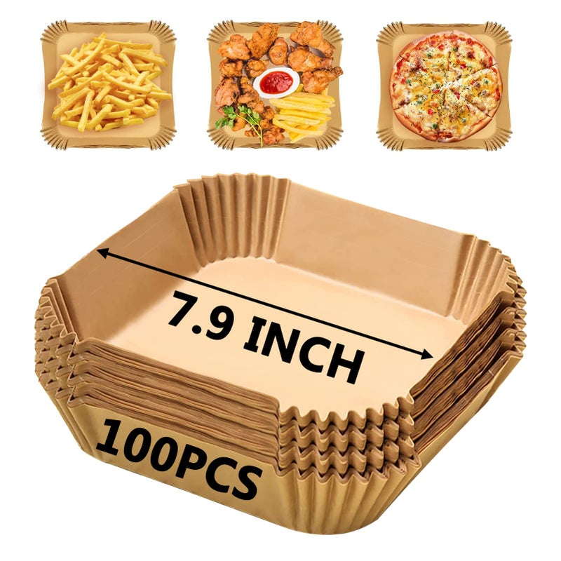 Air Fryer Liners Square 79 Inch Air Fryer Disposable Paper Liners NonStick Air Fryer Parchment Paper Liners Food Grade Baking Paper Compatible with COSORI Ninja Tower Air Fryer
