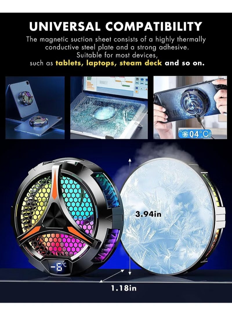 شو وو - مبرد الكمبيوتر اللوحي، مبرد مغناطيسي لجهاز ipad Surface Samsung Tab، متوافق مع سطح البخار، مبرد عالمي مع عرض درجة الحرارة لألعاب الهاتف المحمول، البث المباشر - Image 1