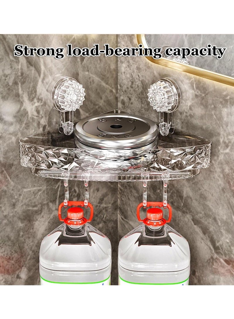 SYOSI Light Luxury Style Punch-Free Storage Rack No-Drill Clear Wall Caddy Corner Shower Caddy Removable Suction Cup Shower Shelf Adhesive Bathroom Shower Organizer 4 Hooks Kitchen Caddy - Image 5