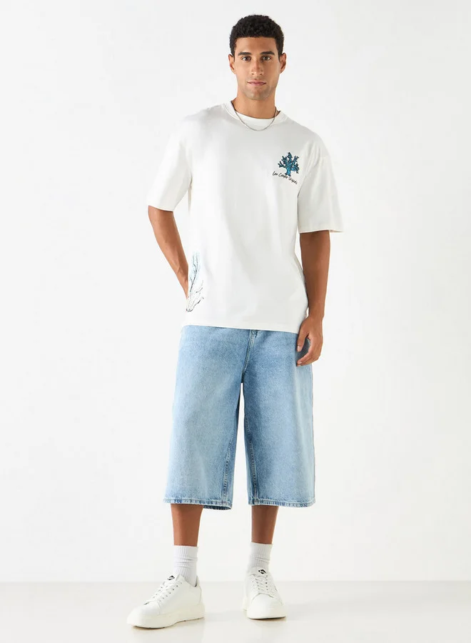 Lee Cooper Lee Cooper Embroidered Relaxed Fit T-shirt with Crew Neck