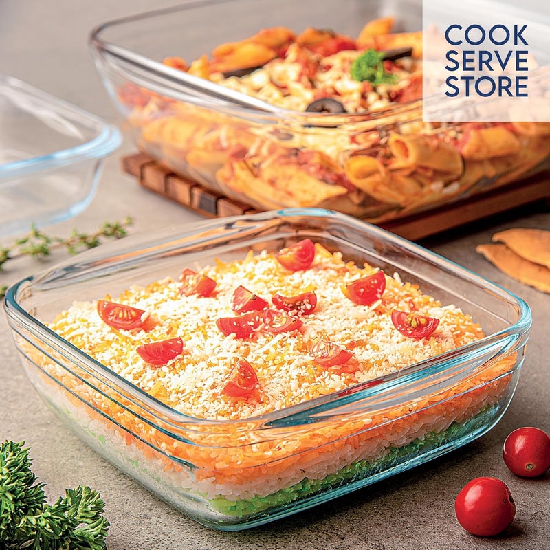 La Opala Cook Serve Store 100 Borosilicate Glass Bakeware Serveware Square Dish with Handle 1 L For Baking Serving Microwave Oven Proof Dishwasher Freezer Proof Transparent - Image 3
