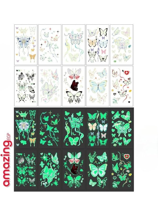 أمازينج. إي جي بي وشم مؤقت متوهج في الظلام، ١٠ ورقات، متعدد الألوان، هدايا حفلات للأطفال (FDC- 01) - Image 2