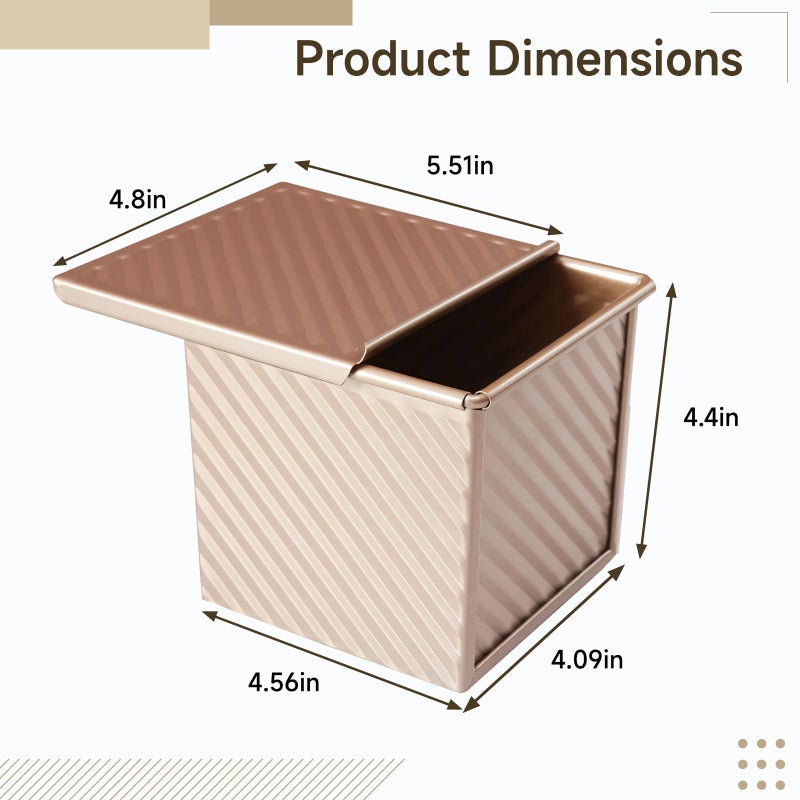 Gold Striped Nonstick Loaf Pan Lid Durable Carbon Steel For Homemade Bread Baking - Image 4