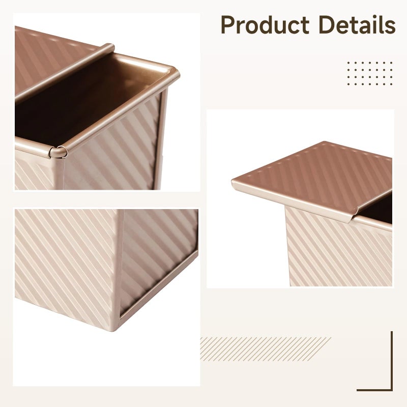 Gold Striped Nonstick Loaf Pan Lid Durable Carbon Steel For Homemade Bread Baking - Image 3