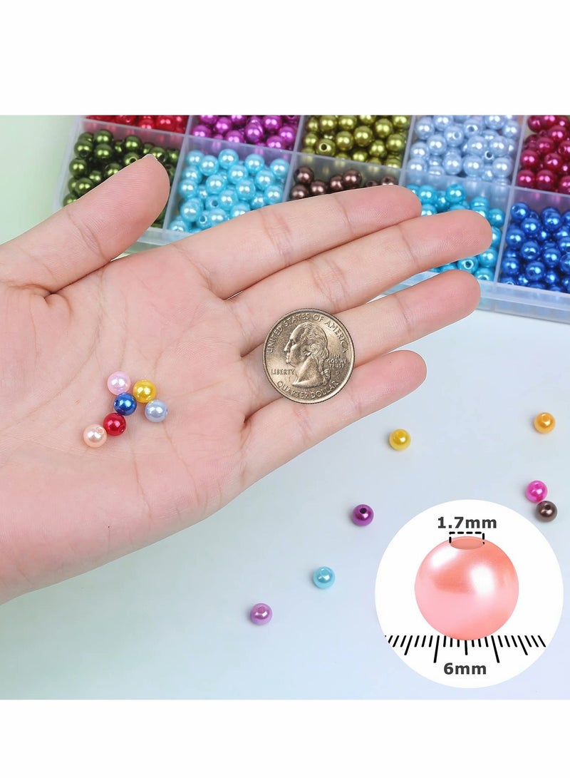 Excefore 1960PCS Pearl Beads, 6mm 28 Colors Multicolor Pearl Beads Loose Pearls for Crafts with Holes for Jewelry Making, Small Pearl Filler Beads for Crafting Bracelet Necklace Earrings - Image 2