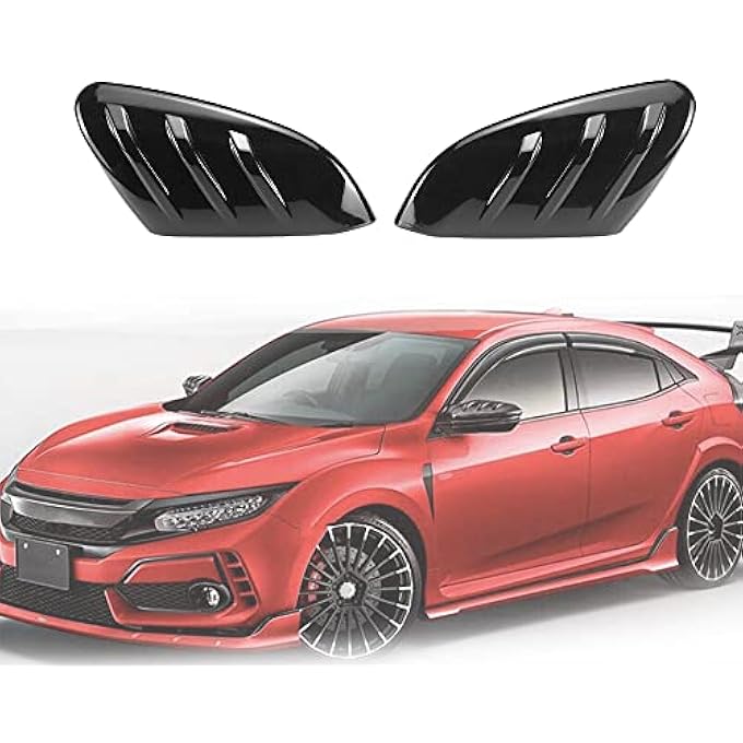 rayihni Mirror Cap Covers Mugen Style Compatible With Honda Civic 10Th 20162021AddOn Type Side Mirror Cover Glossy Black - Image 1