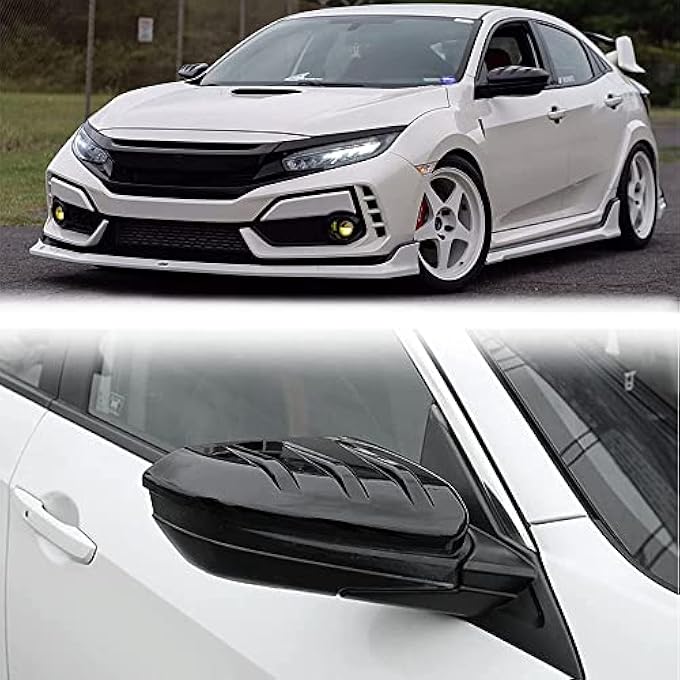 rayihni Mirror Cap Covers Mugen Style Compatible With Honda Civic 10Th 20162021AddOn Type Side Mirror Cover Glossy Black - Image 4